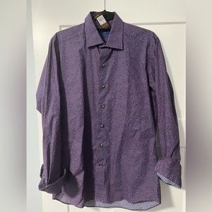 David Donahue spread / French collar shirt / medium size / purple / violet dots